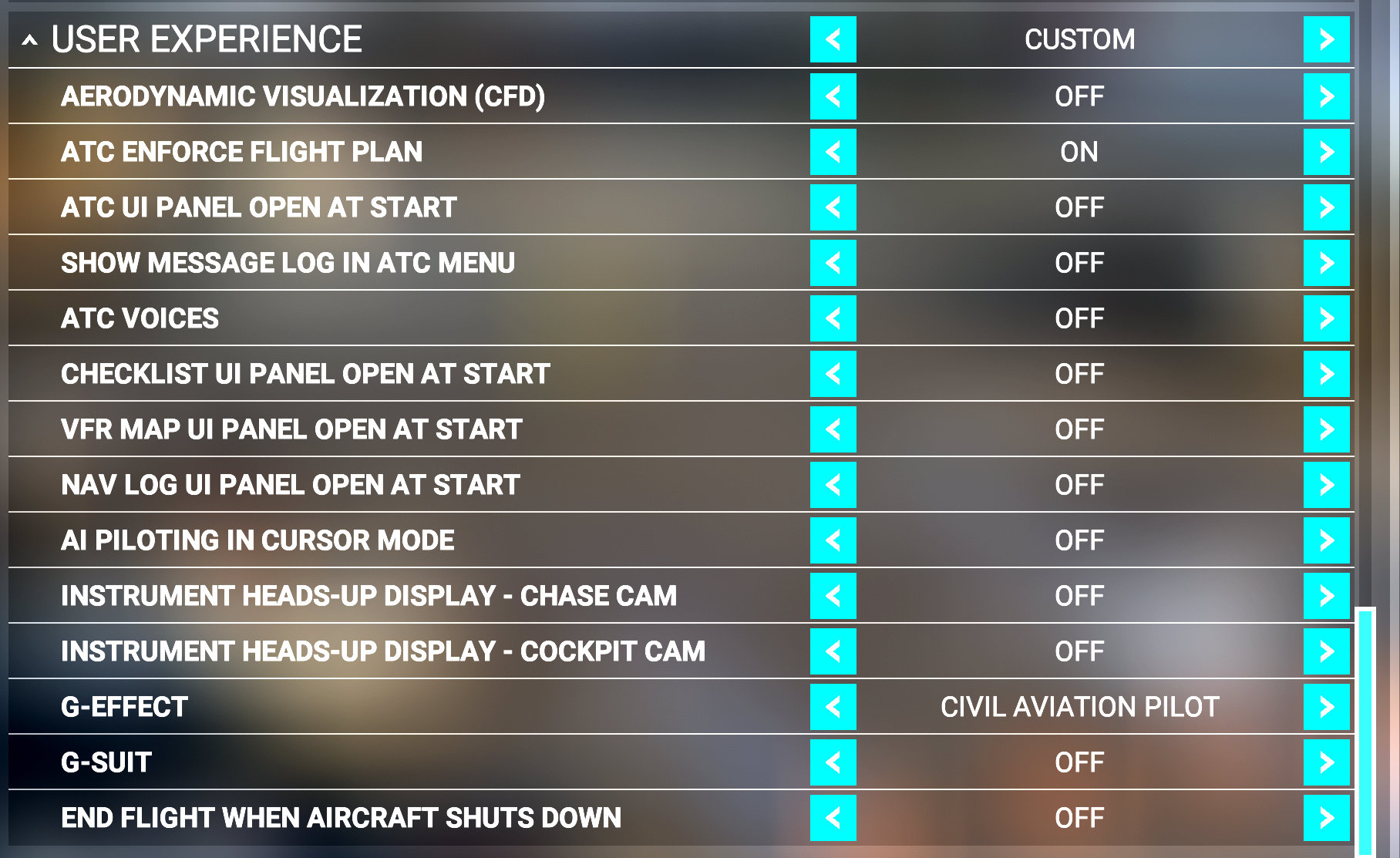 Microsoft Flight Simulator 2020 Assistance Settings