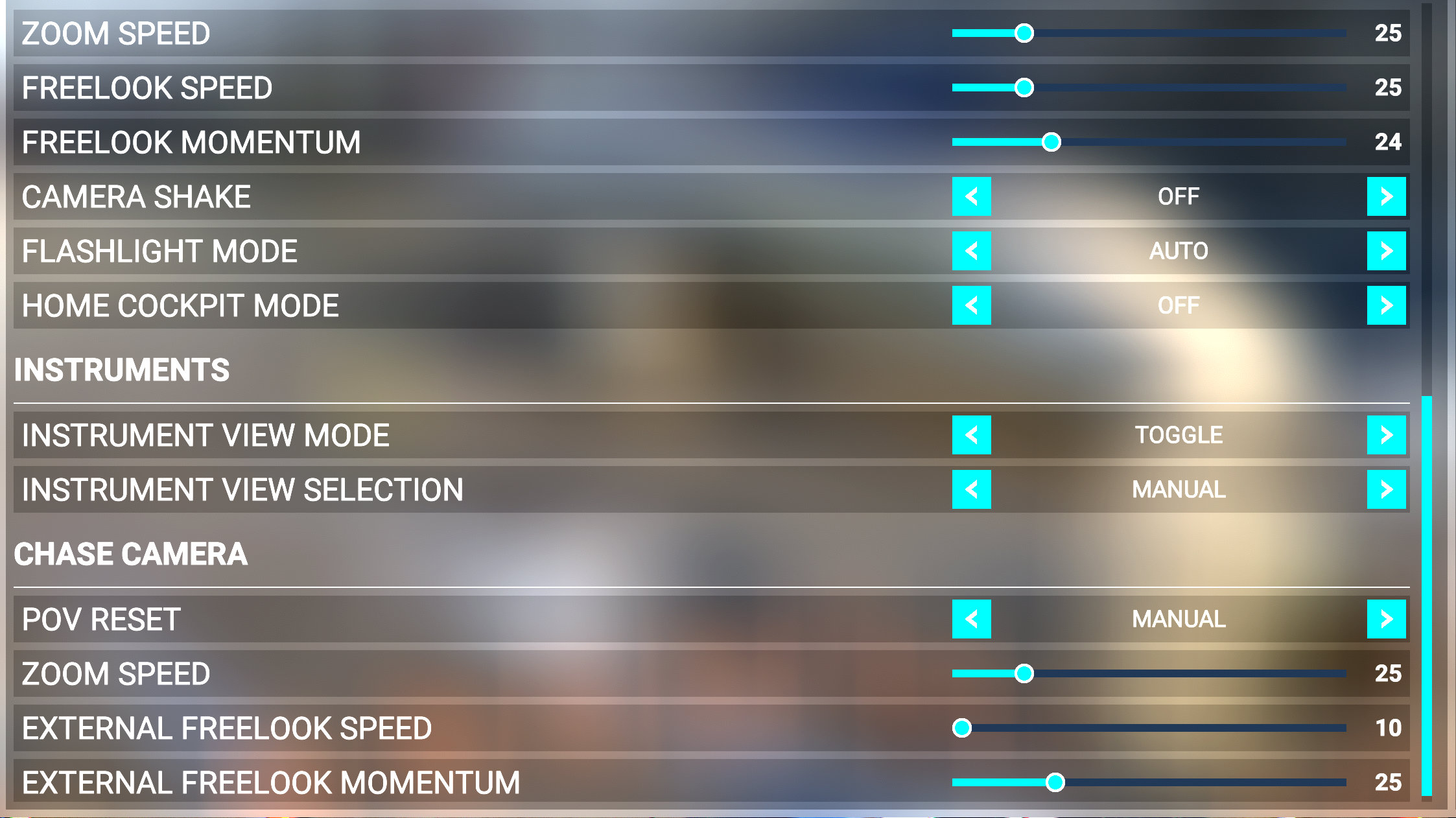 Microsoft Flight Simulator 2020 Camera Settings