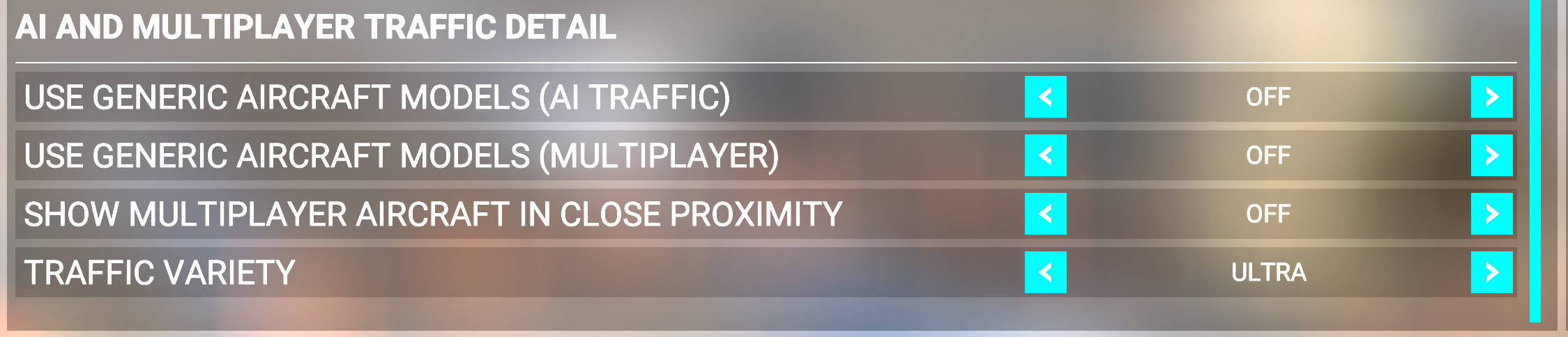 Microsoft Flight Simulator 2020 Traffic Settings