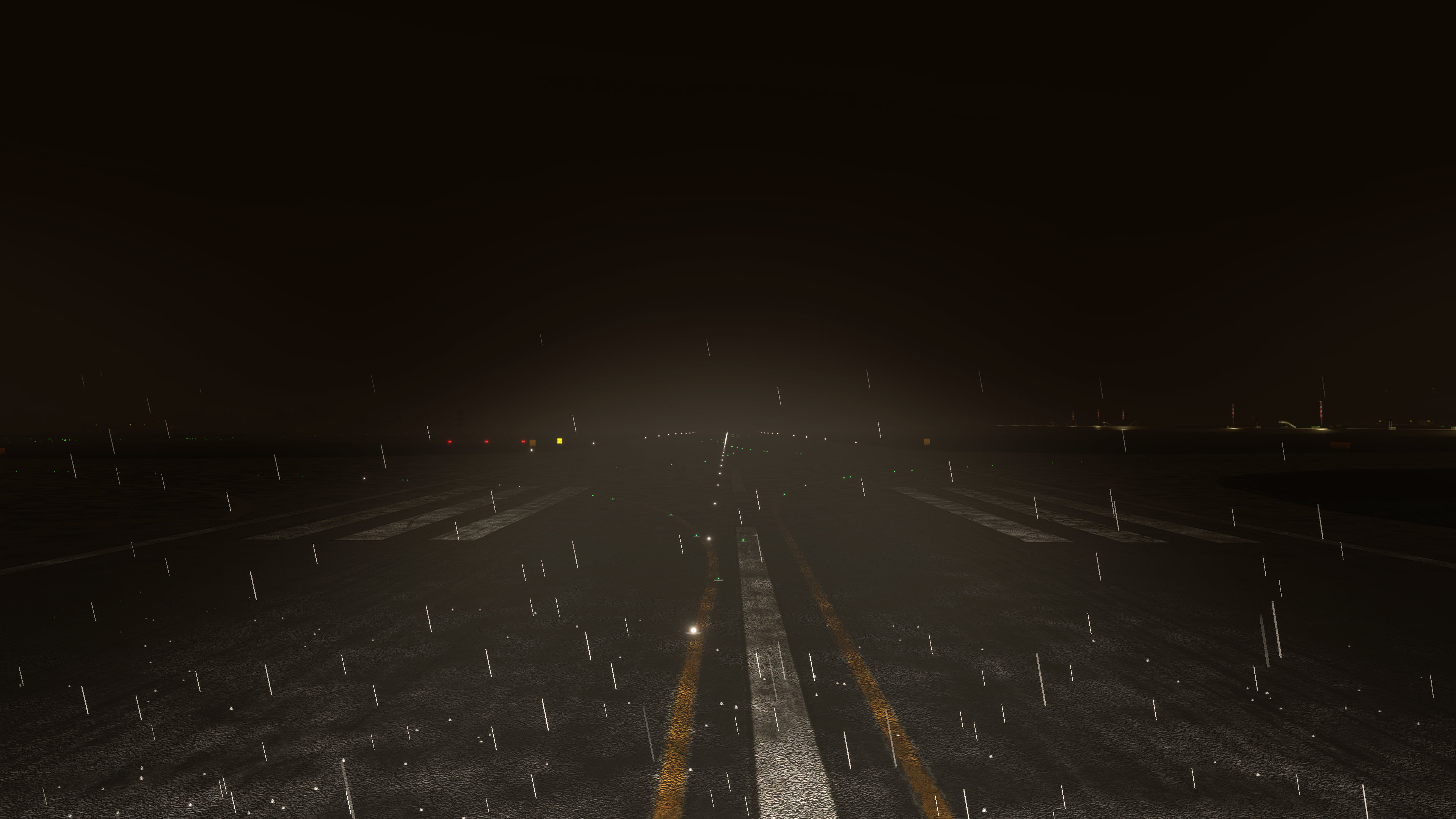 Taxi, Runway Turnoff and Landing lights ON at LPPR, cockpit view (rainy night)