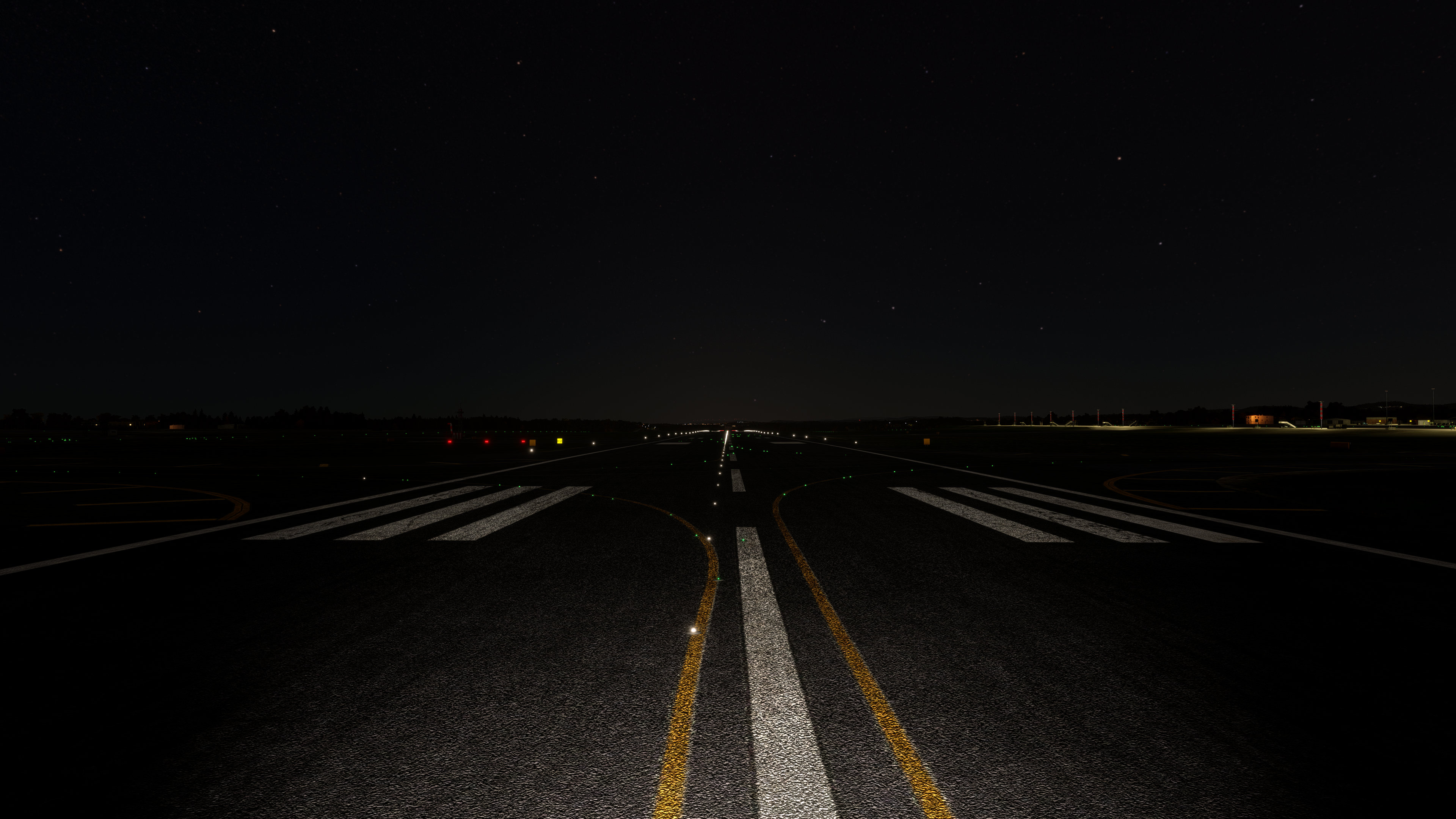 Taxi Lights ON, Runway Turnoff and Landing lights OFF at LPPR, cockpit view (Clear Skies night)