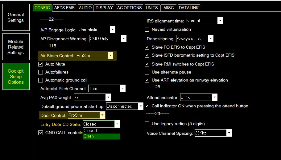 FWD Entry door must be open at startup…