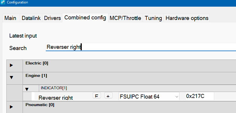 Add Gate FSUIPC Float 64 0x217C to Reverser Right…